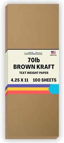 Miniatura 15 de 50 hojas de papel de fibra kraft marrón con texto 28/70 # (no tarjeta/cubierta), 4.25 x 11 pulgadas, tamaño media carta, corte largo, peso de 70