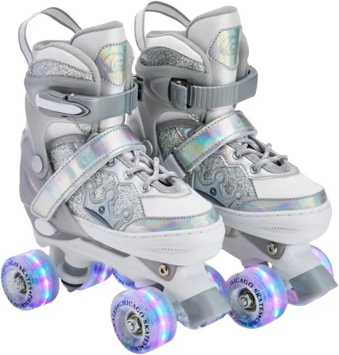 Miniatura 8 de Chicago Skates Glitzy - Patines de ruedas para niños, patines ajustables para niñas y niños, ruedas iluminadas, patines cuádruples duraderos