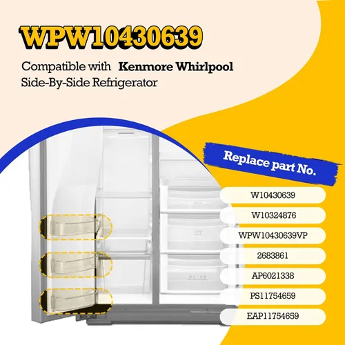 Miniatura 2 de WPW10430639 Estante para puerta de refrigerador Compatible con Whirlpool Kenmore, Contenedor para puerta del congelador W10430639 W10324876