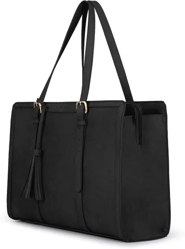 ECOSUSI Bolsa para Laptop para Mujeres 15.6 Pulgadas Bolsas de Trabajo Tipo Tote Cuero PU Bolso de Computadora para Oficina de Negocios con 3
