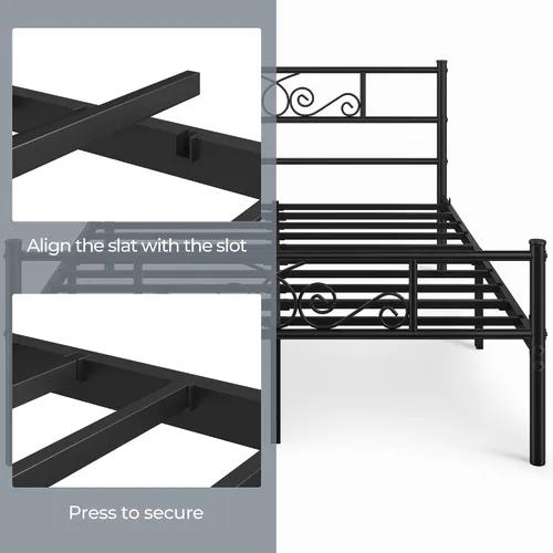 Miniatura 5 de Topeakmart Base de cama de metal clásico negro de 13 pulgadas con cabecero, base de colchón, cama de plataforma, base de cama con listones