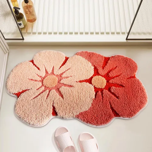 Miniatura 11 de Tapete de baño, bonitas alfombras de baño con microfibra suave y gruesa, absorbente, de secado rápido, antideslizante, lavable a máquina, tapete