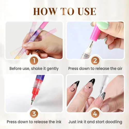 Miniatura 2 de Drkicsy Juego de 12 pinceles para arte de uñas, marcadores de uñas DIY para niños y adultos, pinceles de esmalte de 0.5mm de punta fina
