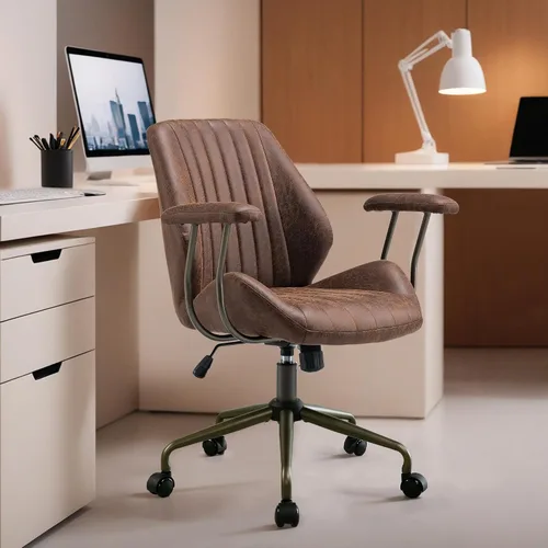 Miniatura 12 de HOOOWOOO Silla de Oficina Ergonómica, Silla de Escritorio Moderna de Computadora de Media Siglo, Silla Ejecutiva Cómoda con Asiento Extra Ancho