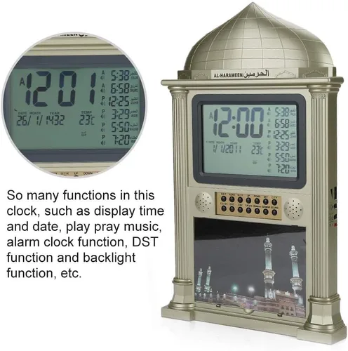 Miniatura 4 de Reloj despertador islámico de alta calidad, reloj despertador automático de plástico musulmán Azan oración calendario digital con pantalla de hora