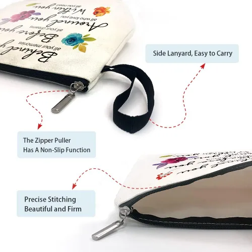 Miniatura 5 de Behind You All Your Memories - Divertida bolsa de cosméticos para artículos de aseo de viaje, bolsa de almacenamiento con cremallera, bolsa