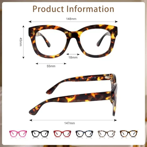 Miniatura 4 de JiSoo Gafas de lectura de gran tamaño para mujeres y hombres, elegantes lentes de diseño para mujeres con marco grande