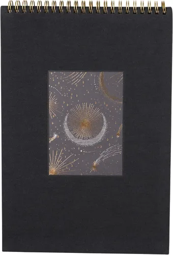 Fringe Studio - Cuaderno de bocetos en espiral, estrella fugaz, cubierta flexible envuelta en tela, 7.75 x 11.25 pulgadas, 40 hojas de papel de