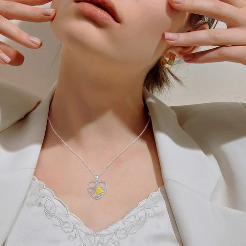 Miniatura 6 de CHENGHONG Collares de girasol de plata de ley 925, collar con colgante de girasol You Are My Sunshine, regalos de joyería para mujeres y hombres