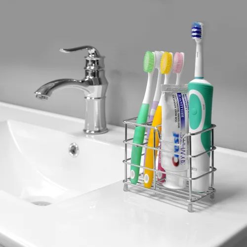 Miniatura 6 de Linkidea Soporte de pared para cepillo de dientes para baño, soporte de acero inoxidable para cepillo de dientes eléctrico, pasta de dientes