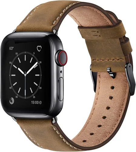 Miniatura 12 de SUNFWR Correas de cuero compatibles con Apple Watch de 1.61, 1.57, 1.5 pulgadas para hombres y mujeres, correa de repuesto de cuero genuino de grano
