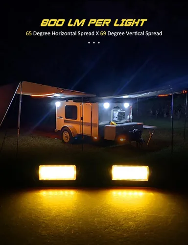 Miniatura 2 de Chelhead Luz LED de 800 lm para porche de caravana, luz exterior de 12 V, iluminación de repuesto ámbar, luces LED de escena compatibles con casas