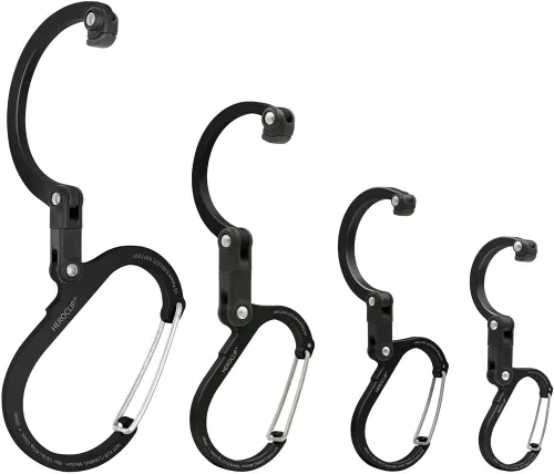 Miniatura 2 de GEAR AID HEROCLIP Mosquetón giratorio de 360° y gancho (mediano) para camping, mochila, maletas y organización de garaje Negro (Stealth Black)