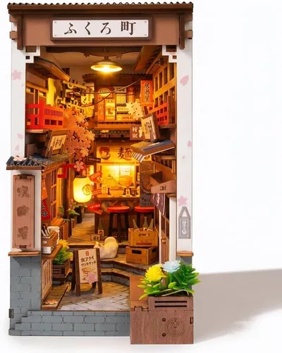 Rolife Rincón de libro apto para principiantes de 3 a 4 horas, callejón de vinos Sakura con profundidad de espejo infinito, rompecabezas de madera