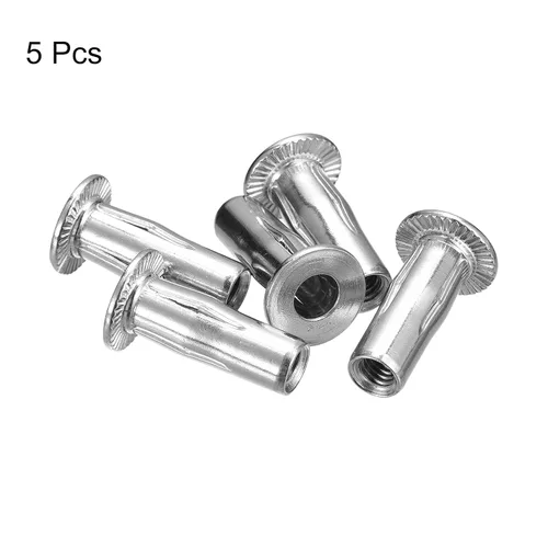 Miniatura 3 de uxcell Tuercas de remache M6 multiagarre, 5 piezas de vástago preabombado, cabeza plana, tuerca de inserción roscada de acero inoxidable 304 más