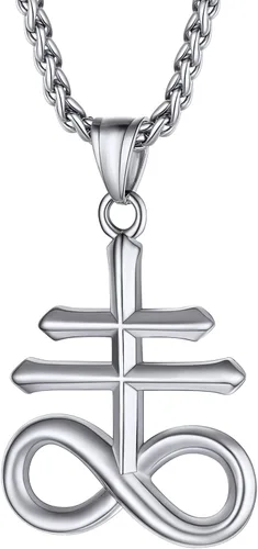 Miniatura 50 de PROSTEEL Satanic Jewelry Upside Down Cross Necklace for Men Women, 316L Stainless Steel/925 Sterling Silver Inverted Cross/Leviathan Cross Pendant