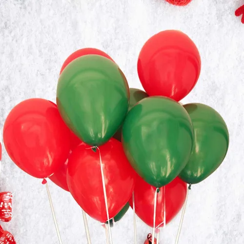 Miniatura 5 de 100 globos rojos de 12 pulgadas y globos verde oscuro para decoraciones de fiesta de cumpleaños y Navidad