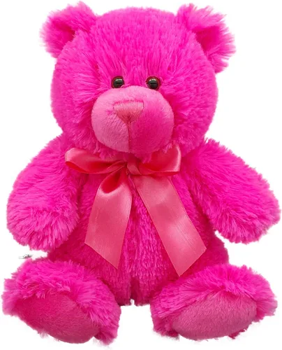 Anico Oso de peluche rosa intenso de 8 pulgadas, oso rosa brillante, oso pequeño de felpa suave, perfecto para niños, cumpleaños, vacaciones y mucho