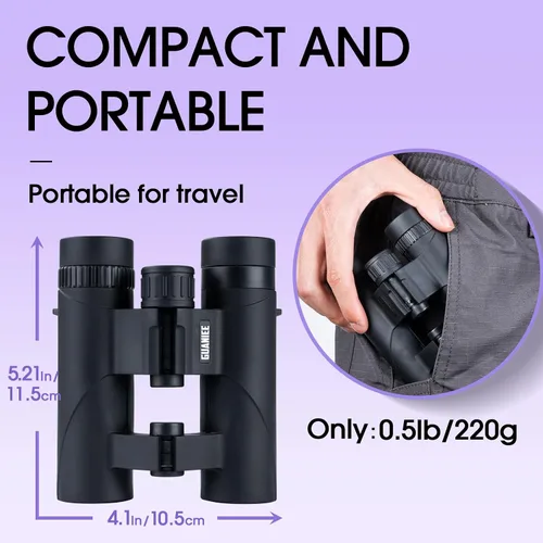 Miniatura 3 de Binoculares 10x25 para niños, mini prismáticos compactos de bolsillo, impermeables, binoculares pequeños para observación de aves, viajes, Azul