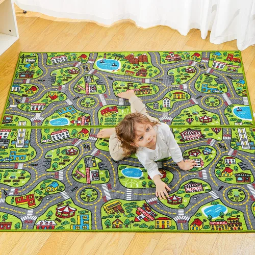Miniatura 7 de JOYIN Alfombras de juego para niños, alfombra de vida urbana, alfombra duradera para juegos de simulación de ciudad, alfombra para niños pequeños
