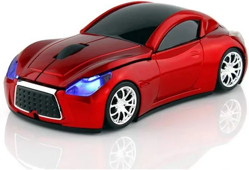 Miniatura 6 de Ai5G Ratón de coche de carreras inalámbrico Ratón en forma de coche deportivo 2.4GHz Luz LED Decoración de superficie brillante Escritorio Portátil