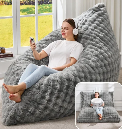 Hobestluk Silla Puf 3 en 1, Sillas Puf Gigantes para Adultos con Cubierta de Burbujas, Cojín de Suelo Convertible con Cubierta Lavable a Máquina