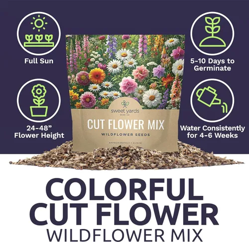 Miniatura 6 de Cut Flower Garden Seeds – Paquete extra grande de 1 onza – Más de 7,500 semillas frescas de flores silvestres polinizadas abiertas sin OMG – Anuales