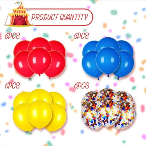 Miniatura 2 de 24 globos de fiesta de carnaval, temática de festival de 12 pulgadas, rojo, azul, amarillo, multicolor, decoraciones de fiesta de cumpleaños