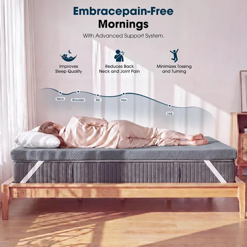 Miniatura 5 de VALUXE Cubrecolchón de espuma viscoelástica de gel de 3 pulgadas, tamaño individual, almohadilla de enfriamiento de alta densidad, alivio