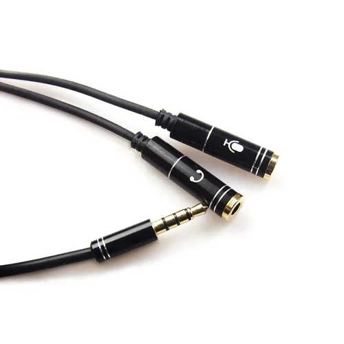 Miniatura 5 de REXUS Paquete de 2 cables de audio estéreo con divisor en Y de 0.138 pulgadas, 4 polos macho a 2 hembras para auriculares, adaptador divisor
