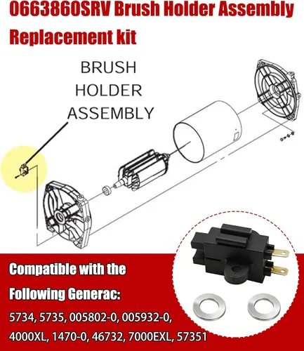 Miniatura 2 de 0663860SRV - Conjunto de portaescobillas compatible con GE 5734, 5735, 005802-0, 005932-0, 4000XL, 1470-0, 46732, 7000EXL, 57351, compatible