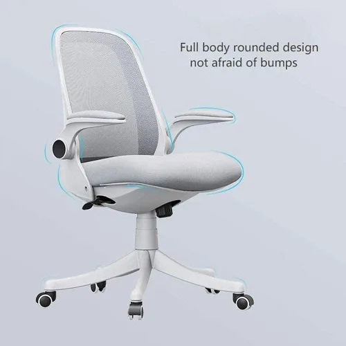 Miniatura 2 de Silla de oficina ergonómica de malla giratoria con respaldo medio para computadora con brazos abatibles (blanco)