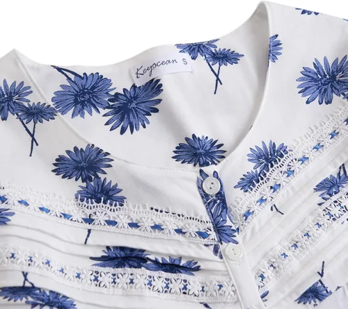 Miniatura 7 de Keyocean. - Camisón largo para mujer, de algodón, suave, ligero, ropa de dormir y de descanso para el verano.