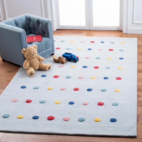 Miniatura 10 de SAFAVIEH Colección Kids - Alfombra decorativa de 3 x 5 pies, color gris, hecha a mano, de lana de lunares, ideal para zonas de alto tráfico