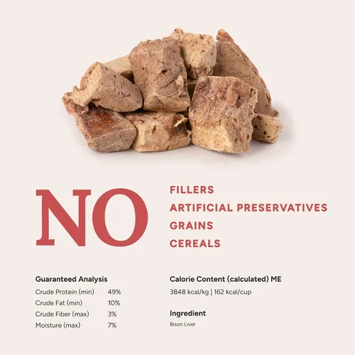 Miniatura 5 de 360 Pet Nutrition Golosinas de hígado de bisonte crudo liofilizado para perros, un solo ingrediente, alto en proteínas, sin granos, aperitivos
