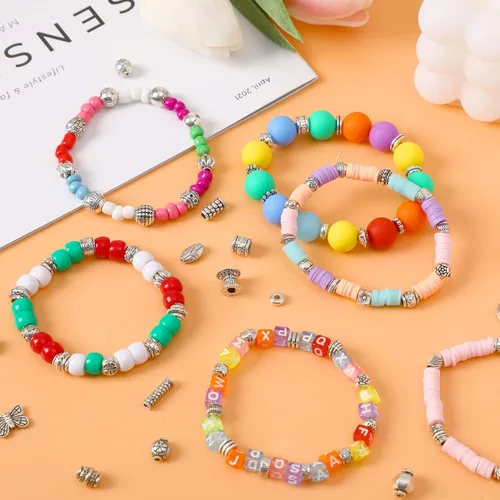 Miniatura 5 de UPINS 300 cuentas espaciadoras plateadas para hacer joyas, cuentas de metal tibetano antiguo, pulseras, collares, manualidades, cuentas sueltas