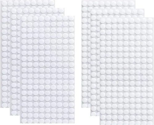 Miniatura 3 de Vkey 1008pcs 0.39in Diámetro Sticky Back Monedas Gancho Loop Puntos Autoadhesivos Blanco