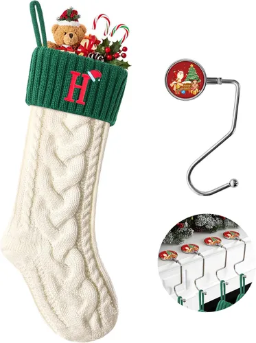 Miniatura 111 de Botas de Navidad personalizadas, iniciales personalizadas, 18 pulgadas, botas de Navidad tejidas con letras para colgar en la chimenea, botas de Rojo