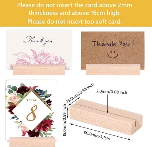 Miniatura 3 de 8 soportes de madera para tarjetas de lugar, soportes de números rústicos para decoración de mesa de fiesta de boda
