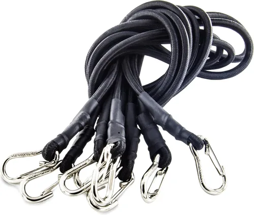 Miniatura 11 de Cuerdas elásticas con ganchos, cuerda elástica ligera (12 pulgadas x 8 unidades, negro)