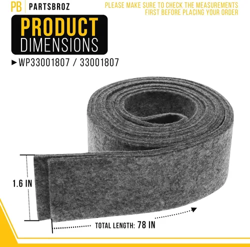 Miniatura 2 de PartsBroz Sello de fieltro para tambor de secadora WP33001807 para Whirlpool Maytag Crosley parte reemplazo AP6007947 PS11741074 WP33001807VP
