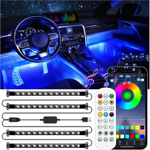 Miniatura 9 de LivTee Luces Interiores de Acento para Auto, Luces Interiores Inteligentes para Auto con Control de Aplicación, Luces LED RGB con Modo de Música
