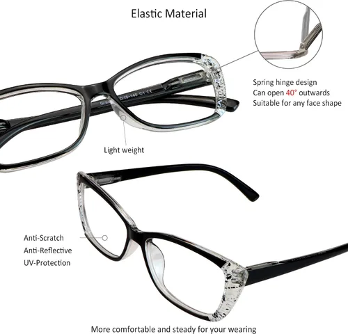 Miniatura 2 de VisionGlobal 5 Pairs Reading Glasses with Spring Hinge, Blue Light Blocking Glasses for Women/Men Color Grace-5