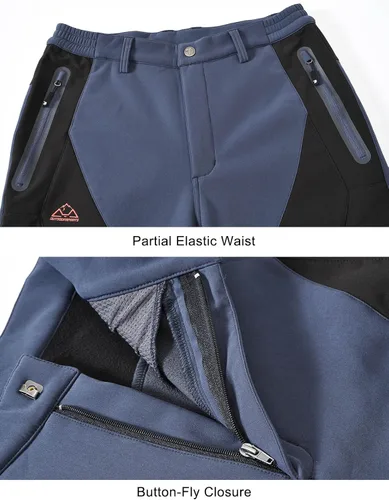 Miniatura 4 de TBMPOY Pantalones de senderismo para hombre, impermeables, con forro polar, para nieve, esquí, con aislamiento y bolsillos con cremallera