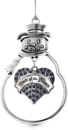 Miniatura 43 de Inspired Silver - Fuerza Aérea - Adorno de Navidad plateado - Adorno de árbol de Navidad con colgante de corazón azul con circonita cúbica
