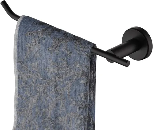 JQK Toallero de mano negro, anillo de toalla de acero inoxidable para baño, soporte para collar de 9 pulgadas, soporte de pared negro mate, mano