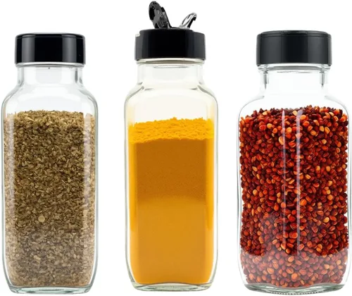 Miniatura 13 de JARMING COLLECTIONS Agitadores de Especias Cuadrados Franceses de Vidrio de 16 oz con Tapas – Recipientes Grandes de Condimentos para Cocina