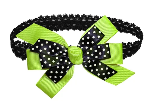 Miniatura 21 de WEBB DIRECT2U WD2U - Diadema elástica con lazo de grogrén de puntos negros para niñas (verde manzana)