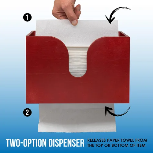 Miniatura 3 de Dispensador de toallas de papel de bambú, soporte para toallas de papel para montaje en pared y encimera para decoración de cocina y baño. Capacidad