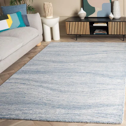 Miniatura 21 de SAFAVIEH Metro Collection - Alfombra decorativa de 2 x 3 pies, azul y marfil, diseño transicional, ideal para áreas de alto tráfico en pasillo, baño